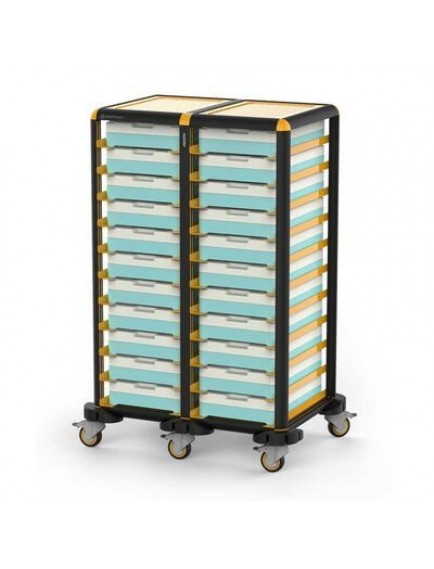 Gastrolley İkili Termo Tepsi Arabası, 9+9 Tepsi Kapasiteli, Etrafı Açık