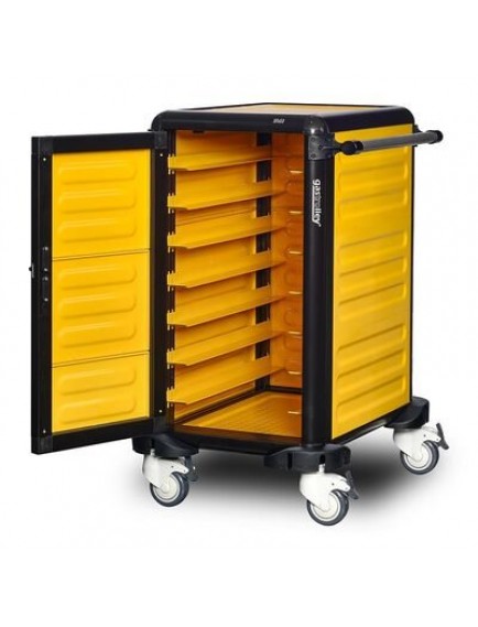 Gastrolley 75 Tekli Servis Tepsi Arabası, 2 Yanı ve Arkası Kapalı, Kapılı, 57x75x99 cm