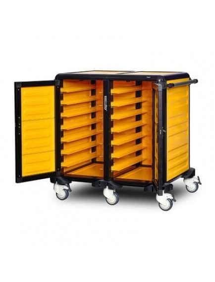 Gastrolley 75 İkili Servis Tepsi Arabası, 2 Yanı ve Arkası Kapalı, Kapılı, 101x75x99 cm